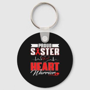 Proud Sister Of A Heart Warrior Heart Disease Awar Key Ring