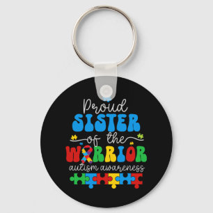 Proud Sister Of A Warrior Autism Awareness Puzzle Key Ring