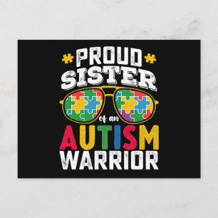 Proud Sister Of An Autism Warrior Family Postcard