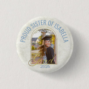 Proud Sister of the Grad Modern Custom Photo Arch 3 Cm Round Badge