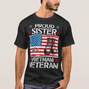 Proud Sister Of Vietnam Veteran Patriotic USA Flag T-Shirt