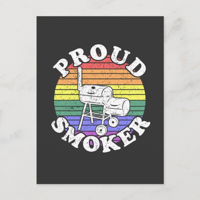 Proud Smoker Retro LGBT BBQ Smoker T-Shirt Postcard (Front)