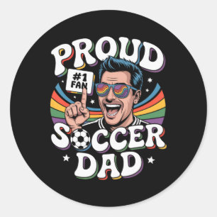 Proud Soccer Dad Cheerful Fan For Fathers _3 Classic Round Sticker