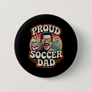 Proud Soccer Dad Cheerful Fan For Fathers 6 Cm Round Badge