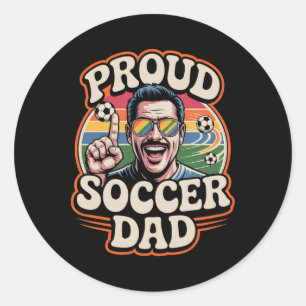 Proud Soccer Dad Cheerful Fan For Fathers  Classic Round Sticker