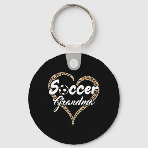 Proud Soccer Grandma Leopard Heart  Key Ring