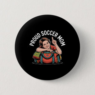 Proud Soccer Mom Cheerful Fan Support For Moms _4 6 Cm Round Badge