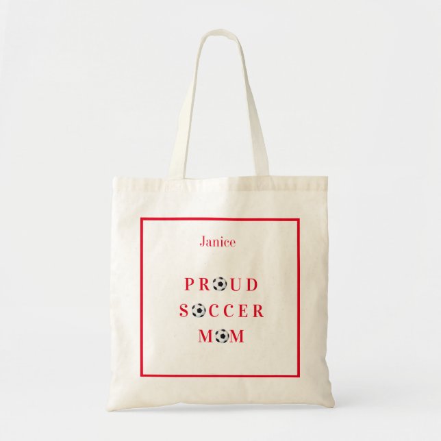 Proud Soccer Mom Red Tote Bag (Front)