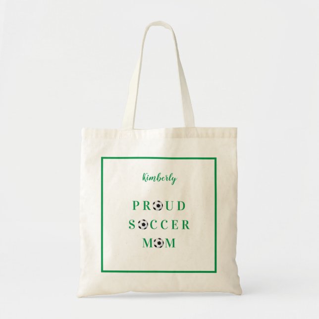 Proud Soccer Mum (Green) Personalised Tote Bag (Front)