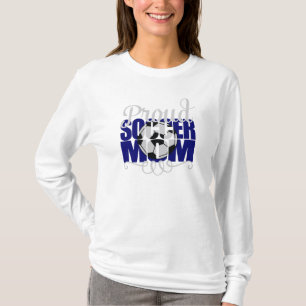 Proud Soccer Mum with Blue letters T-Shirt