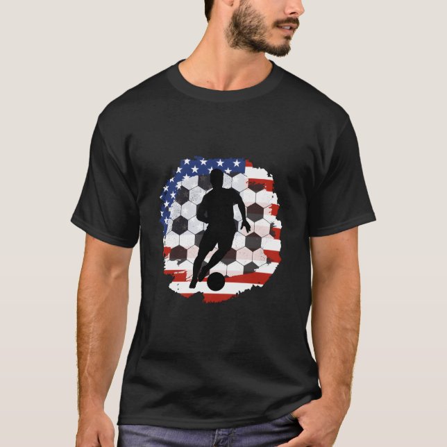 Proud Soccer Player American Flag Soccer 4Th Of Ju T-Shirt (Front)