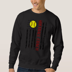 Proud Softball Coach Us Flag Softball Coaching Sweatshirt