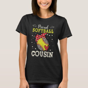 Proud Softball Cousin Leopard Game Day Spirit Play T-Shirt