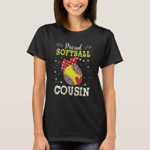 Proud Softball Cousin Leopard Game Day Spirit Play T-Shirt
