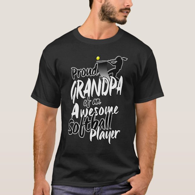 Proud Softball Grandpa For Men Boys Grandparents D T-Shirt (Front)