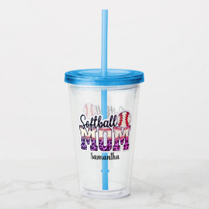 Proud Softball Mum Life Acrylic Tumbler