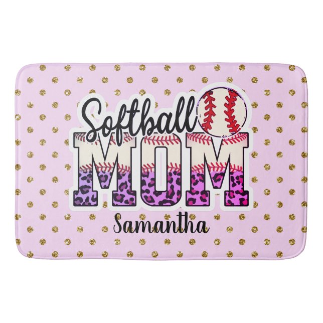 Proud Softball Mum Life Bath Mat (Front)