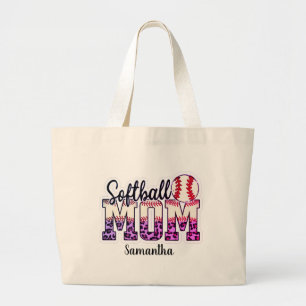 Proud Softball Mum Life Large Tote Bag