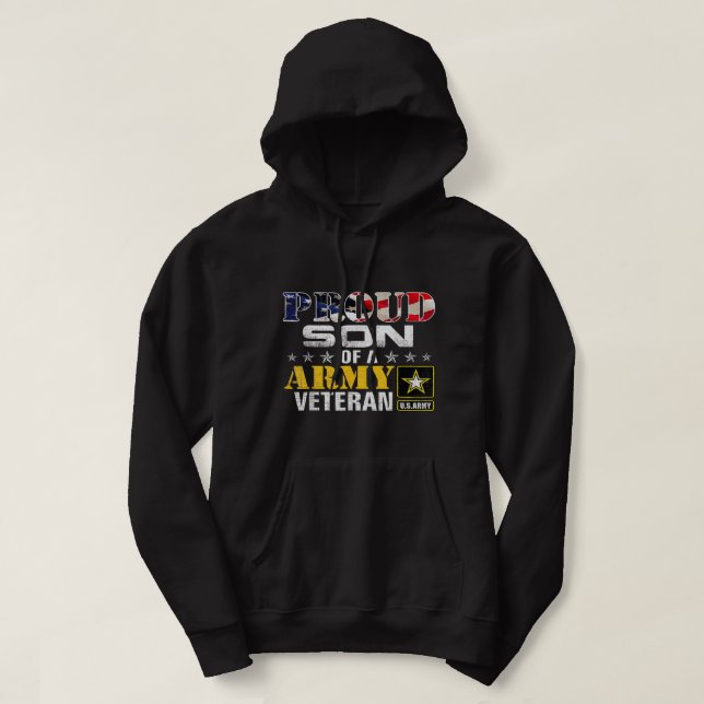 Proud Son Of A Army Veteran American Flag Military Hoodie (Design Front)
