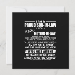 Proud Son Of A Crazy Mother In Law Gift Son Mum Holiday Card
