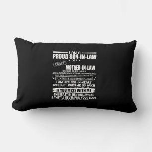 Proud Son Of A Crazy Mother In Law Gift Son Mum Lumbar Cushion