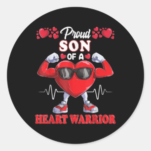 Proud Son Of A Heart Warrior Chd Awareness Classic Round Sticker