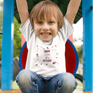 Proud Son of a Veteran   Patriotic Flag  Baby T-Shirt