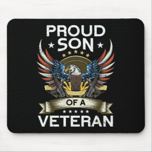 Proud Son Of A Veteran USA Flag Proud American Ve Mouse Pad