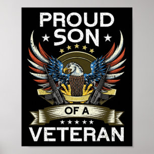 Proud Son Of A Veteran  USA Flag Proud American Ve Poster