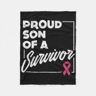 Proud Son Of Survivor Breast Cancer Support Gift Fleece Blanket