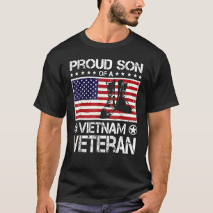 Proud Son Of Vietnam Veteran Us Flag Boots Veteran T-Shirt