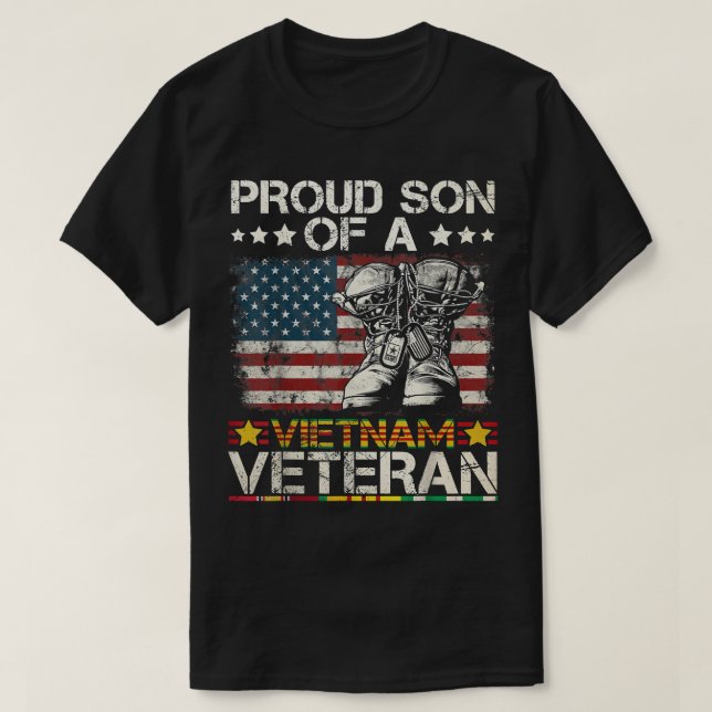 Proud Son Of Vietnam Veteran US Flag  T-Shirt (Design Front)