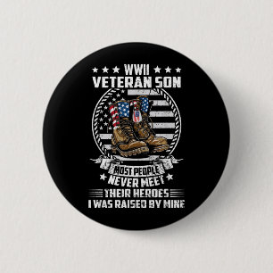Proud Son of WWII Veteran World War 2 Vet Flag US 6 Cm Round Badge