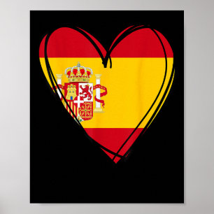Proud Spanish Boy Girl Aunt Dad Mom Spain Flag Hea Poster