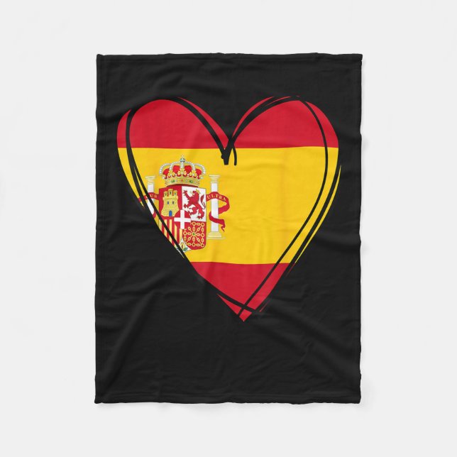 Proud Spanish Boy Girl Aunt Dad Mum Spain Flag Hea Fleece Blanket (Front)
