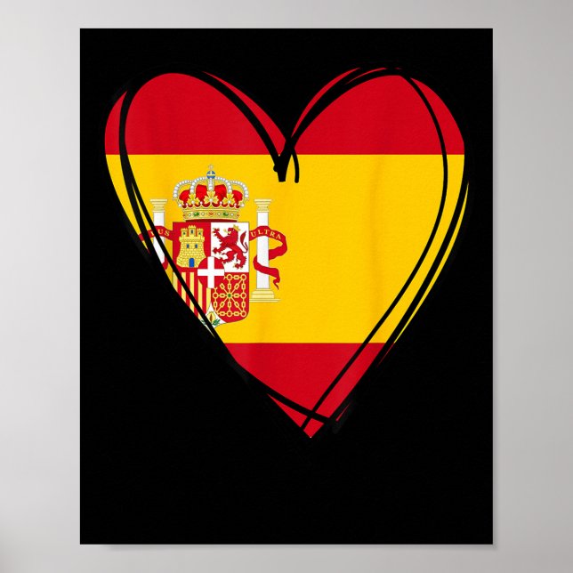 Proud Spanish Boy Girl Aunt Dad Mum Spain Flag Hea Poster (Front)