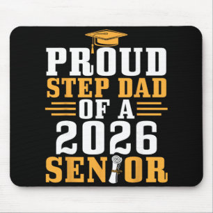 Proud Step Dad 2026 Senior Graduation Diploma Son Mouse Pad