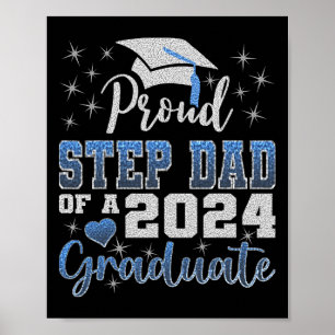 Proud Step Dad Of 2024 Graduate Awesome Family Col Poster