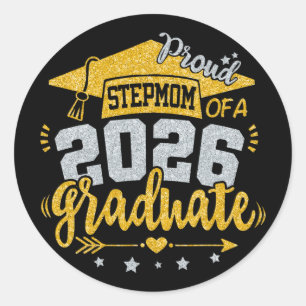 Proud Stepmom Of A 2026 Graduate Grad Senior Gradu Classic Round Sticker