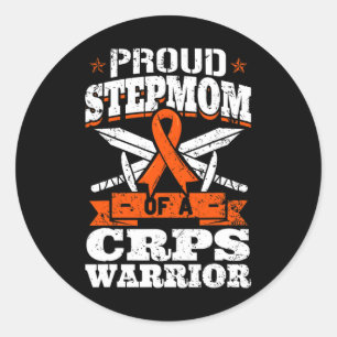 Proud Stepmom Of A CRPS Warrior RSD Awareness Ribb Classic Round Sticker