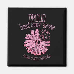 Proud Survivor Daisy Pink Breast Cancer Awareness Magnet