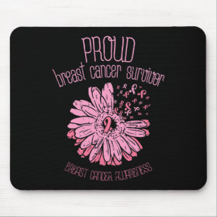 Proud Survivor Daisy Pink Breast Cancer Awareness Mouse Pad