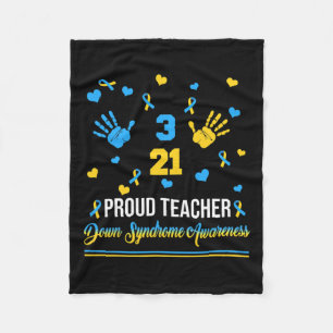 Proud Teacher Down Syndrome Awareness Day March 21 Fleece Blanket