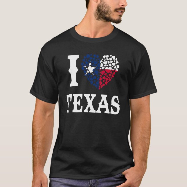 Proud Texan Patriotic Texas Flag Heart Texas T-Shirt (Front)