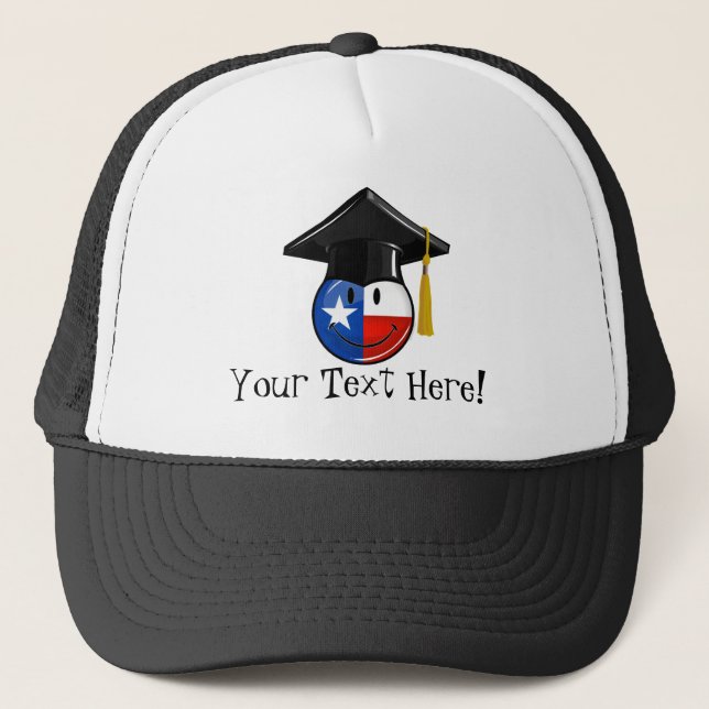 Proud Texas Graduate Smiling Flag Trucker Hat (Front)