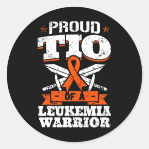 Proud Tio Of A Leukaemia Warrior Uncle Awareness B Classic Round Sticker
