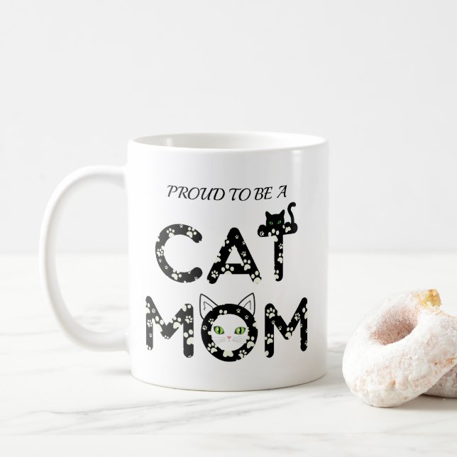 Proud to be a Cat Mum Coffee Mug (With Donut)