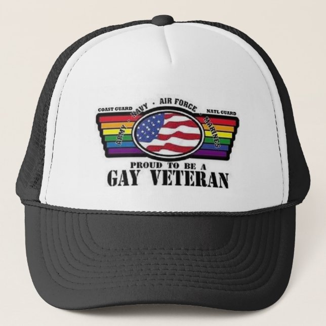 Proud To Be A Gay Veteran Trucker Hat (Front)