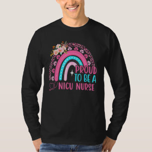 Proud To Be A Nicu Pink Leopard Rainbow Stethoscop T-Shirt
