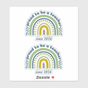 Proud To Be a Teacher Retro Blue Green